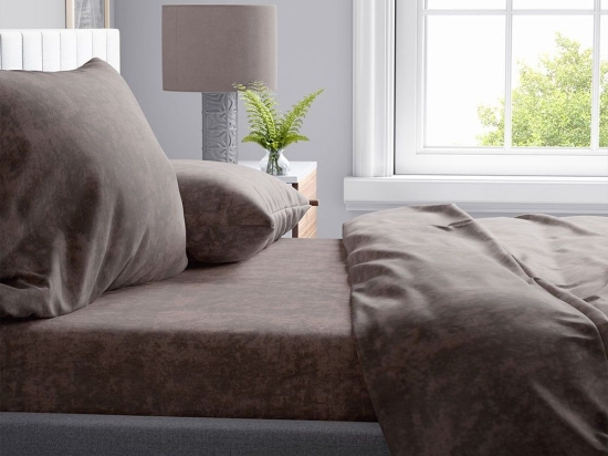 Σεντόνια Shadow 22 (Σετ 4τμχ) Brown DimCol Υπέρδιπλo 220x240cm Βαμβάκι-Πολυέστερ