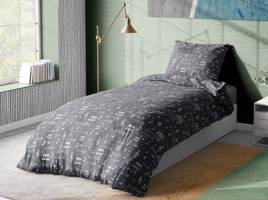 Σεντόνια Πεντάγραμμο 445 (Σετ 3τμχ) Grey DimCol Μονό 160x240cm Βαμβάκι-Πολυέστερ