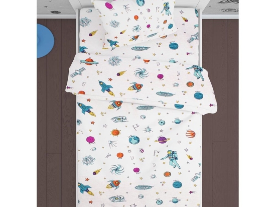 Μαξιλαροθήκη Παιδική Space 188 White-Multi DimCol 35X45 100% Βαμβάκι