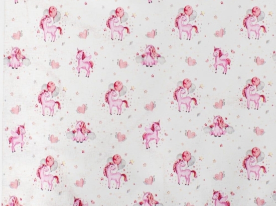 Πάνα Βρεφική Χασέ Unicorn 208 White-Pink DimCol 80x80cm 100% Βαμβάκι