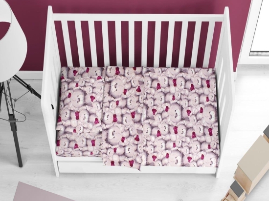 Παπλωματοθήκη Βρεφική Teddy Bear 536 Purple DimCol 120x160cm 100% Βαμβάκι