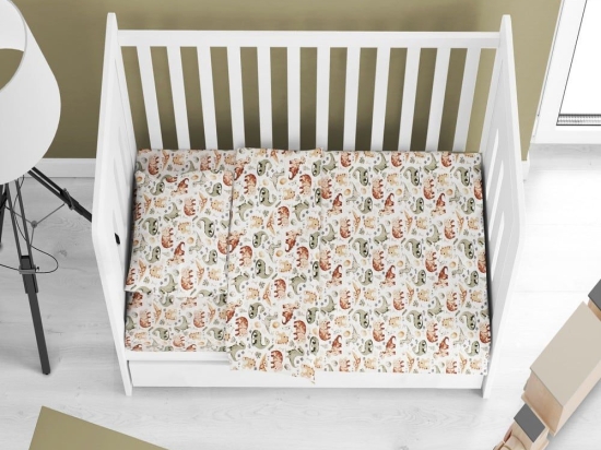 Σεντόνι Βρεφικό Dinosaur 515 Beige DimCol Λίκνου 80x110cm 100% Βαμβάκι