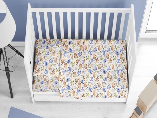 Σεντόνι Βρεφικό Dinosaur 517 Sky Blue DimCol Λίκνου 80x110cm 100% Βαμβάκι