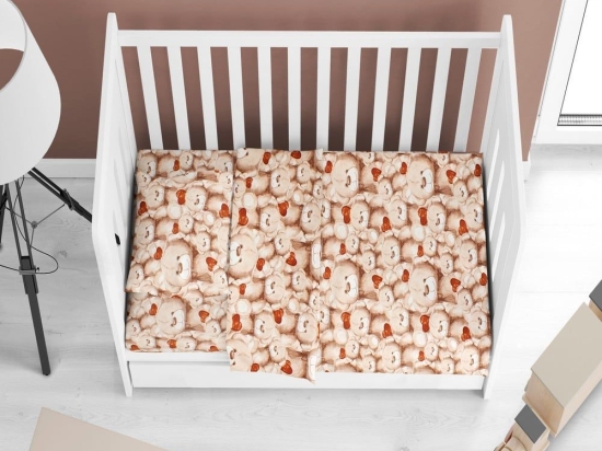 Σεντόνι Βρεφικό Teddy Bear 535 Beige DimCol Λίκνου 80x110cm 100% Βαμβάκι