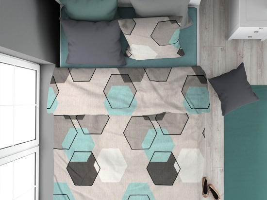 Πάπλωμα Hexagon 395 Grey DimCol Μονό 160x240cm Βαμβάκι-Πολυέστερ