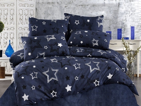 Σεντόνια Γαλαξίας 307 (Σετ 3τμχ) Dark Blue DimCol Μονό 160x240cm Βαμβάκι-Πολυέστερ
