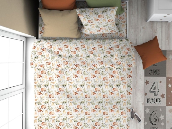 Μαξιλαροθήκη Παιδική Dinosaur 515 Beige DimCol 35X45 100% Βαμβάκι