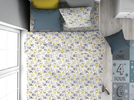 Παπλωματοθήκη Παιδική Dinosaur 516 Grey DimCol Μονό 160x240cm 100% Βαμβάκι