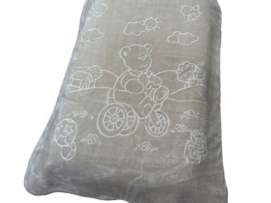 Κουβέρτα Βρεφική Βελουτέ Bicycle Bear 19 Light Beige DimCol Κούνιας 110x140cm Πολυέστερ