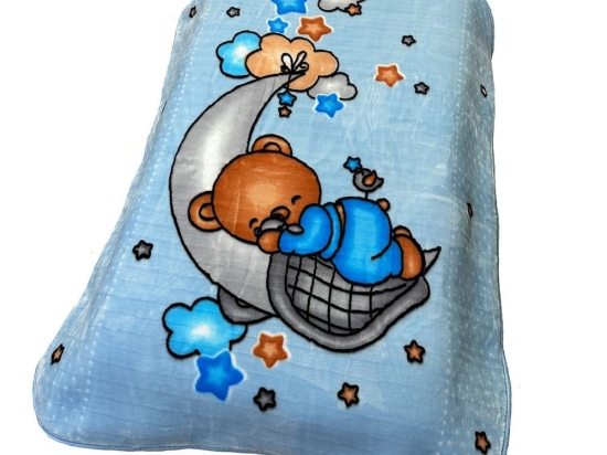 Κουβέρτα Βρεφική Βελουτέ Crescent Moon 31 Baby Blue DimCol Κούνιας 110x140cm Πολυέστερ