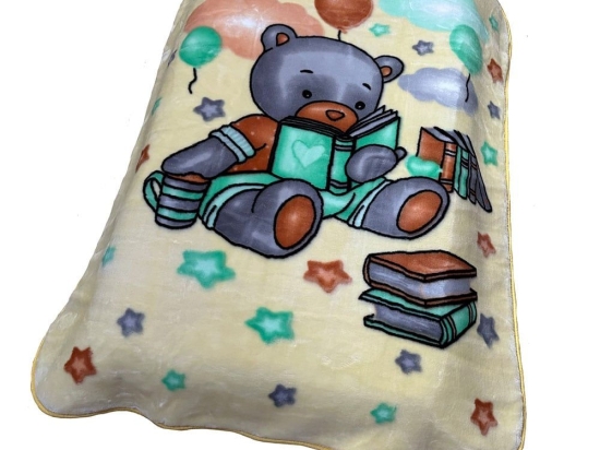 Κουβέρτα Βρεφική Βελουτέ Studying Bear 39 Light Beige DimCol Κούνιας 110x140cm Πολυέστερ