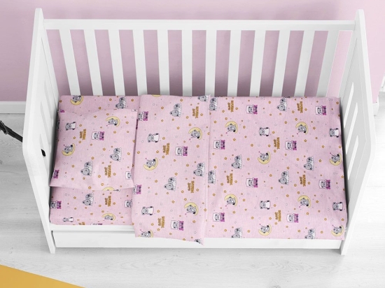 Σεντόνια Βρεφικά Sweet Dreams (Σετ 3τμχ) 550 Pink DimCol Κούνιας 120x160cm 100% Βαμβάκι