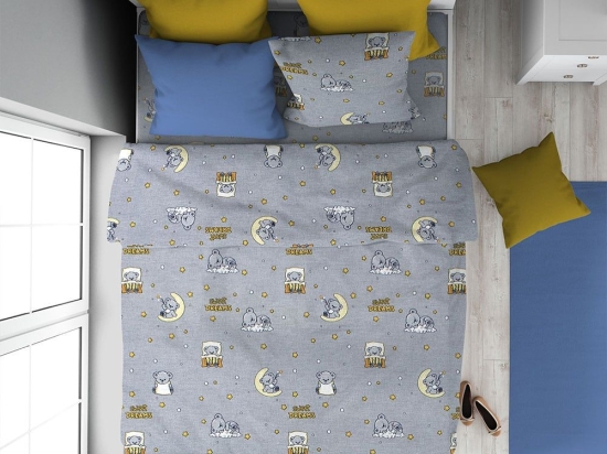 Σεντόνια Παιδικά Sweet Dreams (Σετ 2τμχ) 552 Grey DimCol Μονό 160x240cm 100% Βαμβάκι