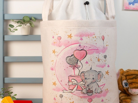 Καλάθι Αποθήκευσης Παιδικό Elephant 29 50X30X45cm Ecru DimCol Πολυέστερ