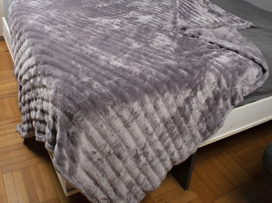 Κουβέρτα Coral Fleece Ριγέ 16 Grey DimCol Υπέρδιπλo 220x240cm Πολυέστερ