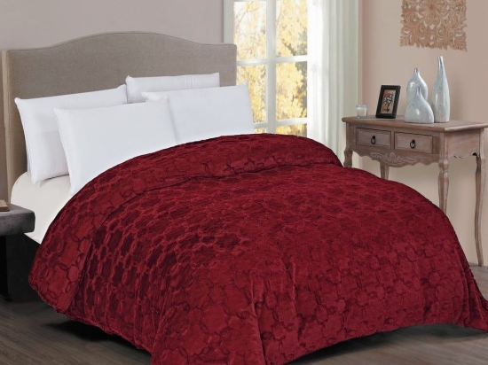 Κουβερτοπάπλωμα 1830 Γούνα-Sherpa 730gsm Bordo DimCol Μονό 160x220cm Polyester