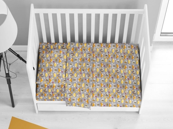 Σεντόνι Βρεφικό Fox 53 Με Λάστιχο Grey DimCol Κούνιας 70x150cm 100% Βαμβακερή Φανέλα
