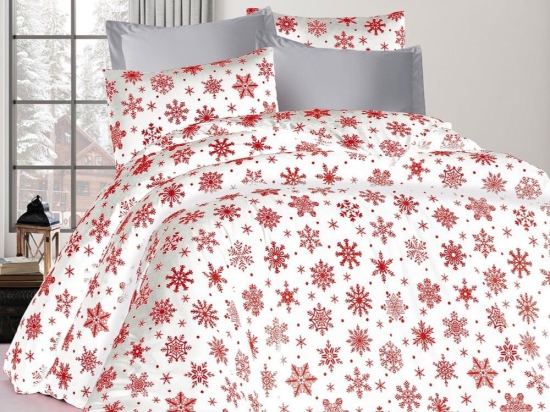 Παπλωματοθήκη Snowflake 462 White-Red DimCol Μονό 160x240cm Βαμβάκι-Πολυέστερ