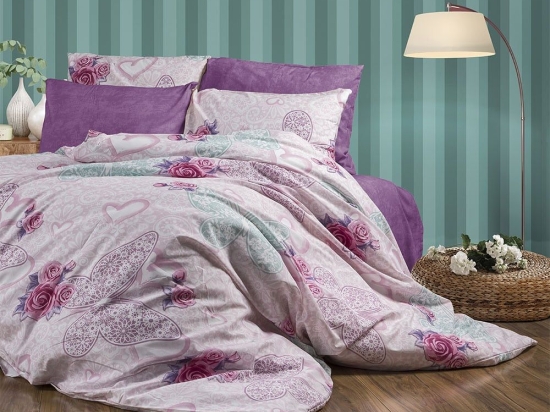 Παπλωματοθήκη Χλόη 457 Pink DimCol Υπέρδιπλo 220x240cm Βαμβάκι-Πολυέστερ
