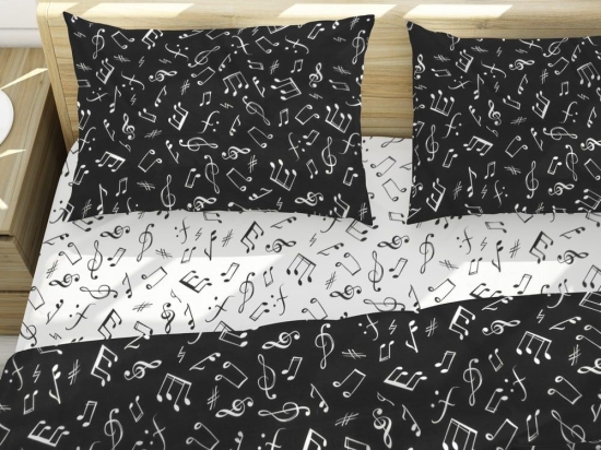 Σεντόνια Πεντάγραμμο 444 (Σετ 3τμχ) Black-White DimCol Μονό 160x240cm Βαμβάκι-Πολυέστερ