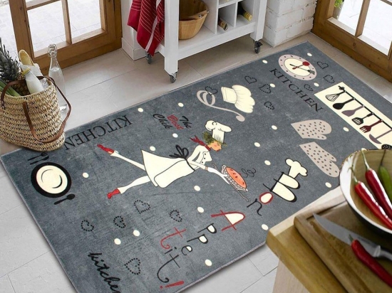 Χαλάκι Κουζίνας Bon Appetit 257 Grey DimCol 80X200cm Πολυέστερ