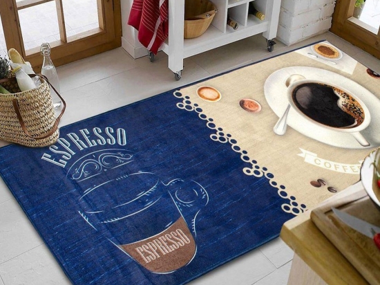 Χαλάκι Κουζίνας Coffee 267 Blue-Beige DimCol 80X200cm Πολυέστερ