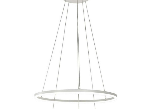 Φωτιστικό Οροφής 3508-48-102 65W Led Warm White Φ60-Φ80cm 200cm White Fabas Luce Μέταλλο, Μεθακρυλικό