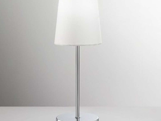 Φωτιστικό Επιτραπέζιο 6506 B 1XE14 40W Φ12cm 37cm Chrome Με Αμπαζούρ White Perenz Μέταλλο,Ύφασμα
