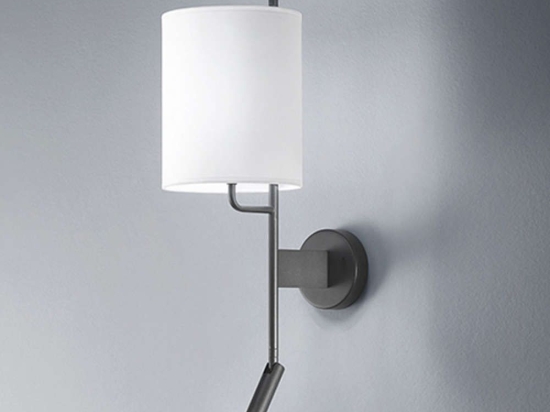 Φωτιστικό Τοίχου - Απλίκα 6850 N 1XE27 40W & 3W Led Φ18cm 63cm Black-White Perenz Μέταλλο,Ύφασμα
