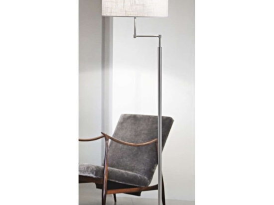 Φωτιστικό Δαπέδου 6164 1XE27 40W Φ38cm 160cm Silver Με Αμπαζούρ White Perenz Μέταλλο,Ύφασμα