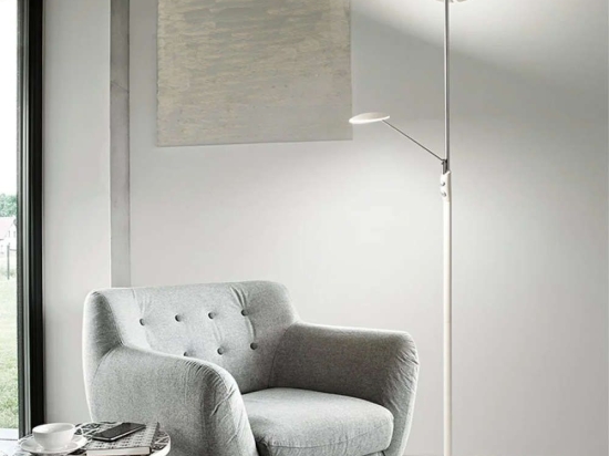 Φωτιστικό Δαπέδου 6448 B 28W & 5W Led Φ27cm 183cm Chrome White Perenz Μέταλλο,Ακρυλικό