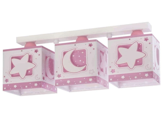 Φωτιστικό Τρίφωτο Οροφής Σε Ράγα Moon 63233 NS Pink Ango Πολυπροπυλένιο