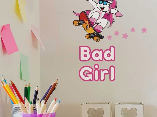 Αυτοκόλλητα Τοίχου Βινυλίου Bad Girl 11007 34X15,5Cm Ango