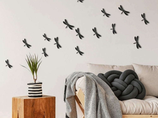 Αυτοκόλλητα Τοίχου Πολυπροπυλενίου Dragonflies 3D 24004 Black Ango