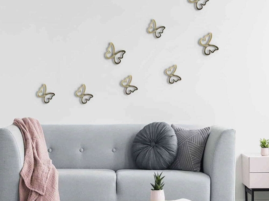Αυτοκόλλητα Τοίχου Πολυπροπυλενίου Butterflies 3D 24011 Gold Ango