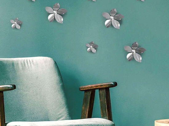 Αυτοκόλλητα Τοίχου Πολυπροπυλενίου Flowers 3D 24017 Silver Ango Πολυπροπυλένιο