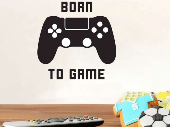 Αυτοκόλλητα Τοίχου Βινυλίου Born To Game 59011 15x24cm Black Ango Βινύλιο