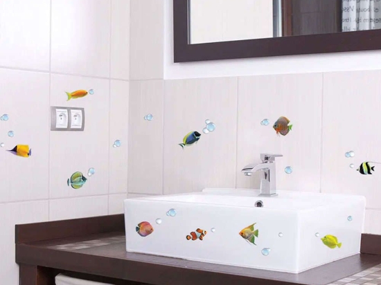 Αυτοκόλλητα Τοίχου Βινυλίου Colourful Fishes 59604 45x35cm Multi Ango Βινύλιο