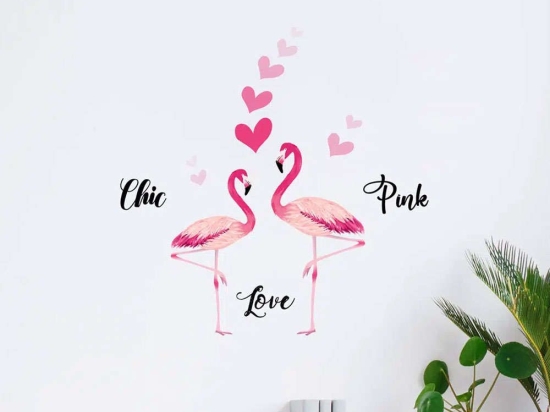 Αυτοκόλλητα Τοίχου Βινυλίου Flamingos 59175 45x35cm Pink Ango Βινύλιο