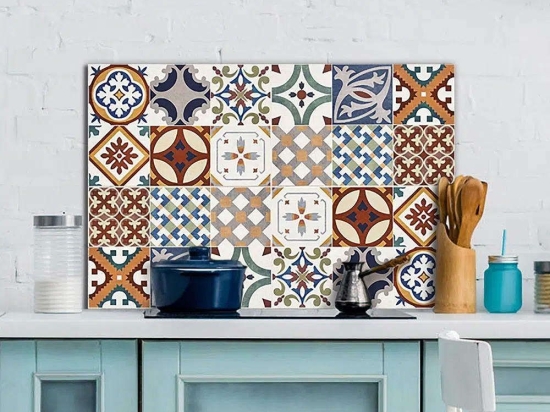 Πάνελ Εστίας Red Azulejos 86209 72x48x0,3cm Multi Ango