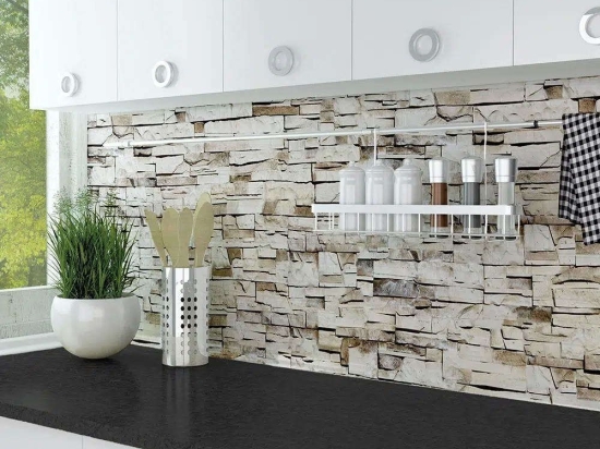 Αυτοκόλλητο Κάλυμμα Προστασίας Τοίχου Beige Stones 67603 240x60x0,05cm Beige Ango Pet