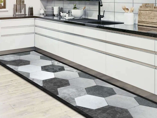 Διάδρομος Βινυλίου Grey Exagons 83510 Black-Grey Ango 50X120 Βινύλιο