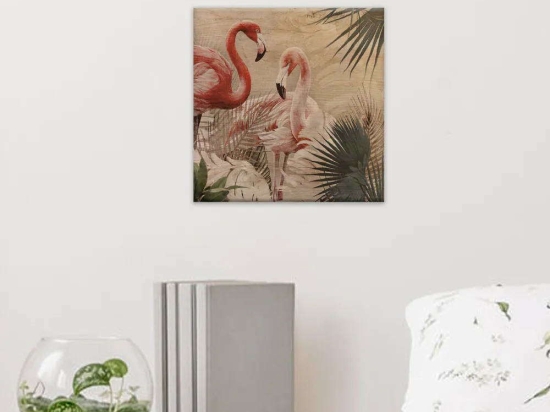 Πίνακας Tropical Flamingos M 21353 29x29x0,6cm Multi Ango Τετράγωνοι Mdf