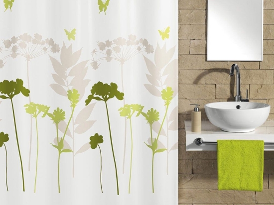 Κουρτίνα Μπάνιου Barcelona 5188 Clover Green Kleine Wolke 180Πx200Υ 180x200cm Πολυέστερ