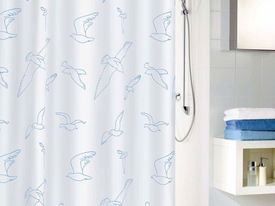 Κουρτίνα Μπάνιου Birdie 4985 White Kleine Wolke 180Πx200Υ 180x200cm Πολυέστερ
