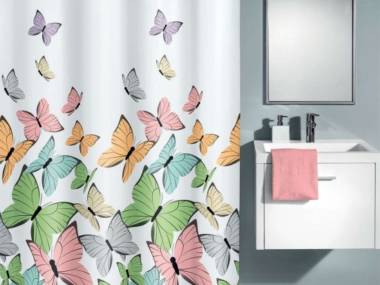 Κουρτίνα Μπάνιου Butterflies 5282 Multicolor Kleine Wolke 180Πx200Υ 180x200cm Πολυέστερ
