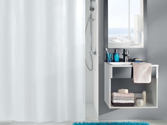 Κουρτίνα Μπάνιου Caravelle 0308 White Kleine Wolke 180Πx200Υ 180x200cm Πολυέστερ