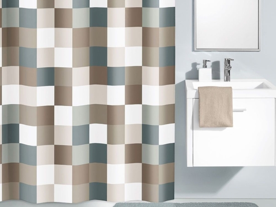 Κουρτίνα Μπάνιου Check 5270 Taupe Kleine Wolke 180Πx200Υ 180x200cm Πολυέστερ