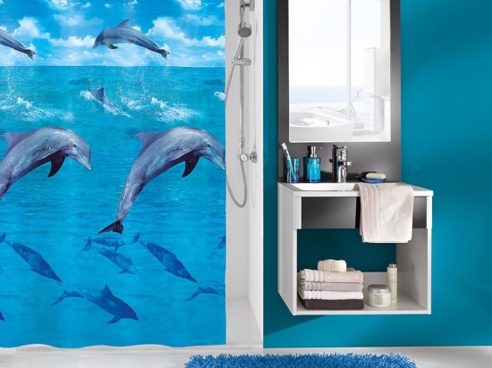Κουρτίνα Μπάνιου Dolphin 5201 Multicolor Kleine Wolke 180Πx200Υ 180x200cm PEVA