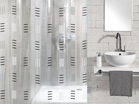 Κουρτίνα Μπάνιου Grafico 4939 Anthracite Kleine Wolke 180Πx200Υ 180x200cm Πλαστικό